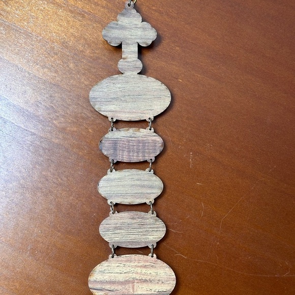 Wooden Cross Keychain with Gold Accents - Picture 3 of 5